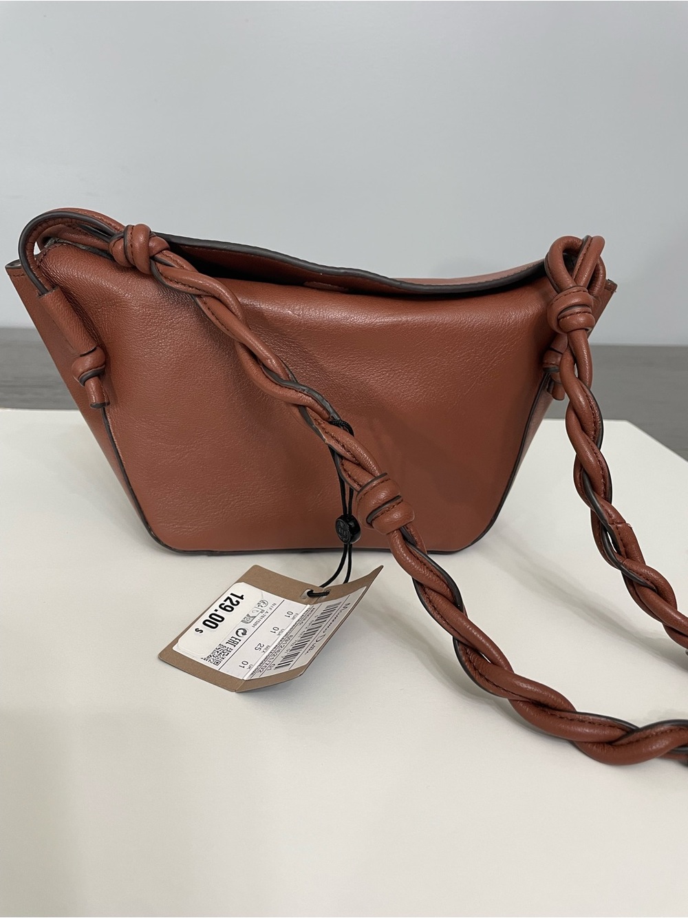 Massimo Dutti Cognac Leather Crossbody Shoulder Bag New With Tags
